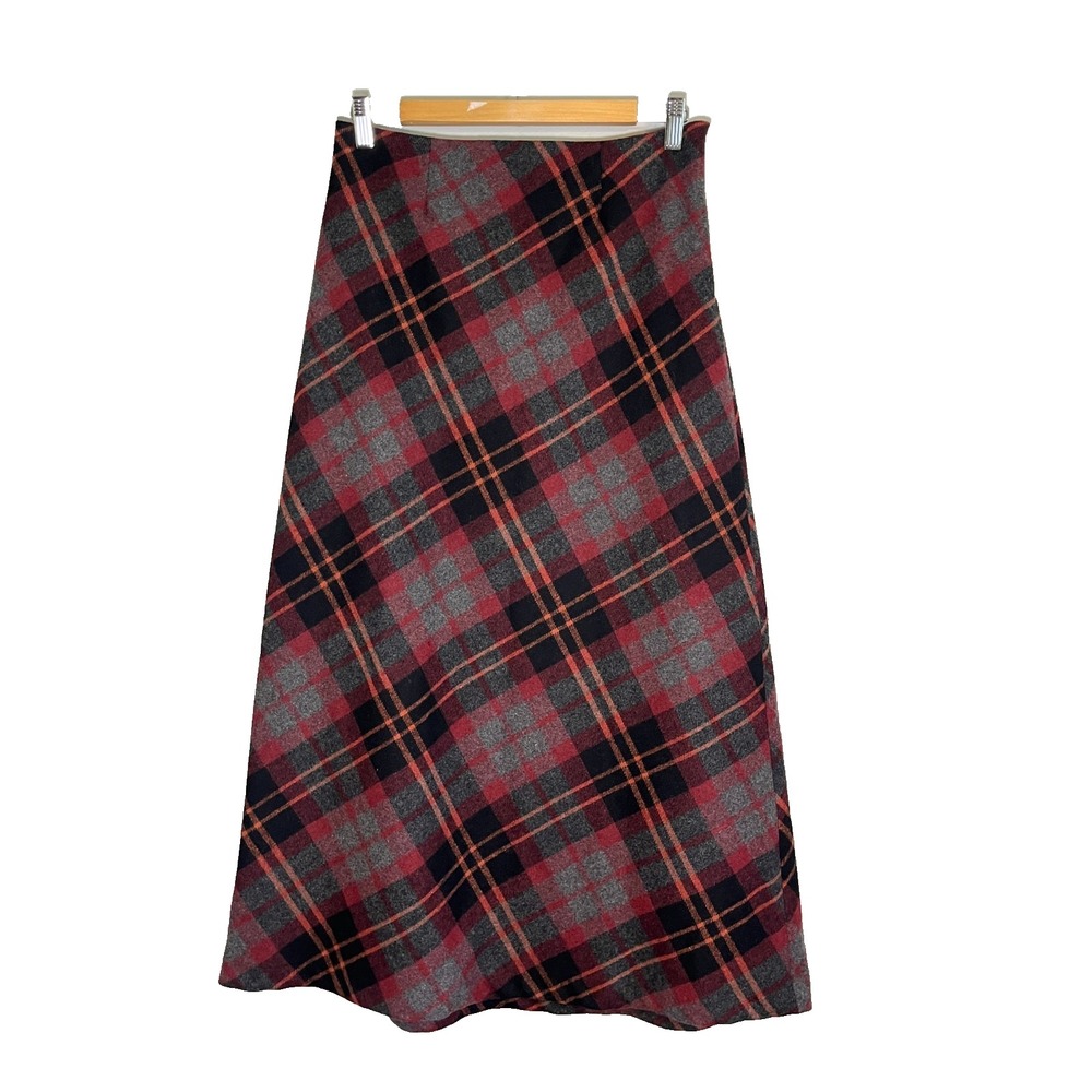 Retro Colorful Wool Plaid Maxi Skirt 4 Tartan Preppy Heritage Classic Scottish